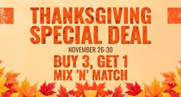 Thanksgiving Buy 3, Get 1